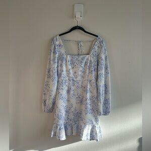 Forever 21 Blue and White Floral Dress, Size Small